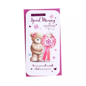 Mammy Mother's Day Card. To A Very Special Mammy. Teddy With Rosette Cute Card. - Picture 1 of 2