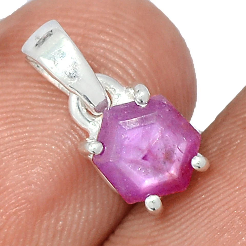 Raro Rubí Natural Estalactita 925 Plata de Ley Colgante Joyería CP55293 Foto 1 de 1