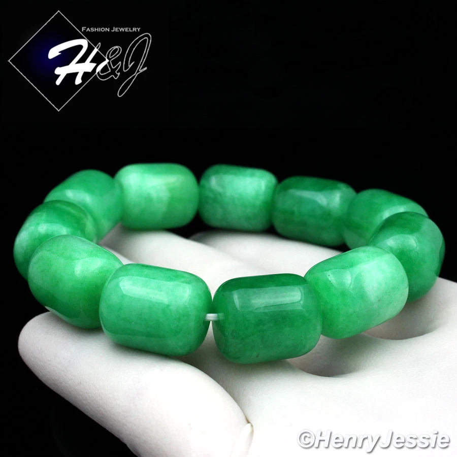 Натуральный жадеит зеленый тяжелый большой 14 мм бисер эластичной нефрит браслет * GB4/подарочная коробка - Изображение 1 из 3