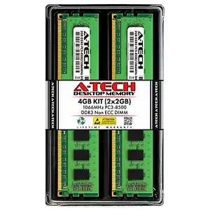 4GB KIT 2 x 2GB DIMM DDR3 NON-ECC PC3-8500 1066MHz 1066 MHz DDR-3 4G Ram Memory - Picture 1 of 7
