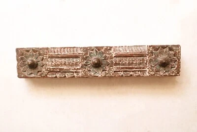 Antiguo panel de pared dintel talla floral viga de madera decoración del hogar indio vintage Foto 1 de 4