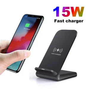 UK 15W Wireless Charger Inductive Charging Stand For iPhone 15 Pro Samsung S24+ - Picture 1 of 11