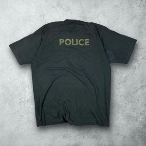 Vintage 90s Police Distressed Grunge Skate T-Shirt Black Men's Size XL - Picture 1 of 10
