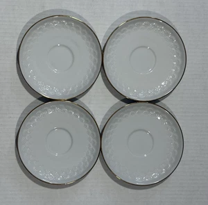 4 Hutschenreuther Porzellan Weiß & Goldrand Untertassen Arzberg Bavaria Germany - Bild 1 von 17