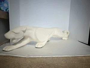 Rare Art Pottery Royal Haeger Panther Jaguar Cream Matte Texture Sculpture 24" - Picture 1 of 8