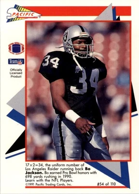 Tarjetas Pacific Flash 1991 #54 Bo Jackson  Foto 1 de 2