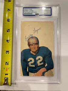 Bobby Layne signed Index Card Autograph w/ Picture Football HOF Lions PSA Auth - Picture 1 of 4