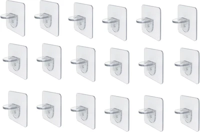 18 Pack Adhesive Shelf Bracket Shelf Support Pegs for Shelves Kitchen Closet Cla - Image 1 of 4