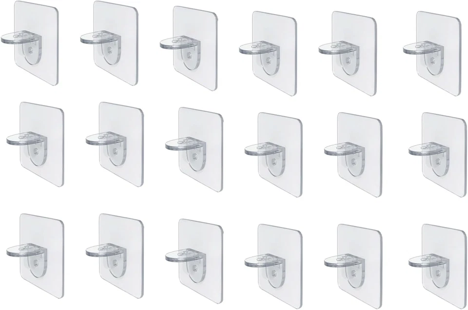 18 Pack Adhesive Shelf Bracket Shelf Support Pegs for Shelves Kitchen Closet Cla - Image 1 of 4