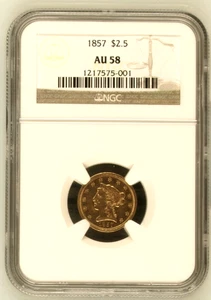 1857 Gold 2,5 Liberty NGC AU58 - Bild 1 von 2