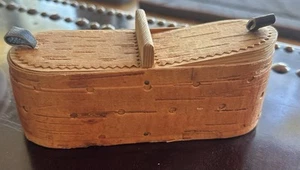 ANTIQUE early 1800-s NARROW BENDED WOOD BOX PRIMITIVE FOLK ART SWEDEN SWEDISH - Picture 1 of 5