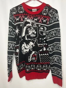 Star Wars Darth Vader Ugly Christmas Sweater Men’s Size S Red Black Holiday Knit - Picture 1 of 3