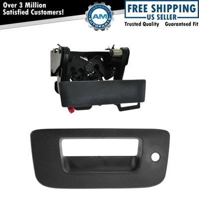 Kit de manija y bisel de puerta trasera con orificio de bloqueo texturizado negro para Silverado Sierra Foto 1 de 4