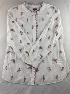Talbots Langarm weiß Knopfleiste Bluse Blumen Damengröße Medium - Bild 1 von 10