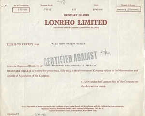 LONRHO LTD London GB Rhodesia South Africa Mining Hotel Food Tiny Rowland - Picture 1 of 1