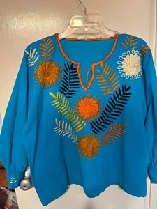 Vintage Mexican embroidered top sz large - Picture 1 of 4