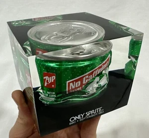 Only Sprite BBC 1983 Crushed 7-up Can Acrylic Paperweight Coca-Cola Coke PepsiCo - Picture 1 of 14