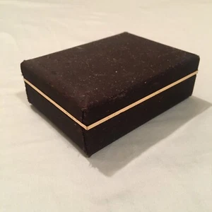 Vintage Jewelry Box, Black Satin, Brass Hardware 2.5 x 3.5 x 1.25” needs relined - Picture 1 of 6