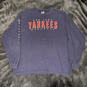 Vintage 1998 New York Yankees LS Navy Shirt Size XL Starter MLB Distressed - Picture 1 of 5