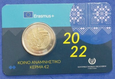 CHYPRE CHYPRE - COINCARD 2 EUROS Commémorative 2022 " Erasmus " - Photo 1/2