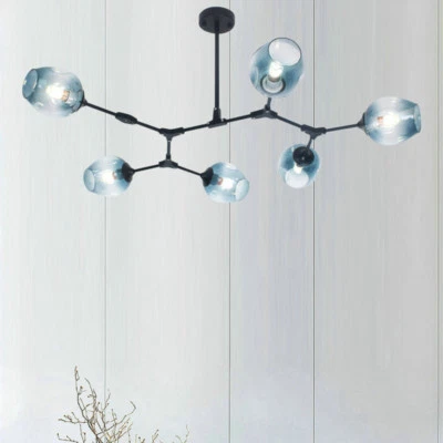 Bar Glass Lamp Black Pendant Light Large Chandelier Lighting Room Ceiling Lights - Image 1 of 4