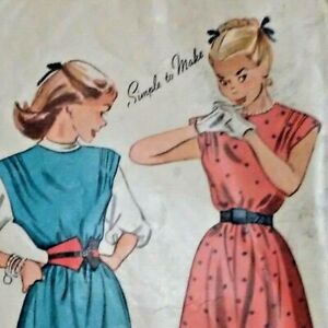 Simplicity 173 Dress Blouse Jumper Belt Easy to Make Size 14 Vintage Pattern Cut