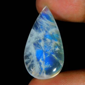 22,00Cts. Natürlicher Regenbogen weißer Mondstein Birne Cabochon Reiki Heil Edelstein - Bild 1 von 3