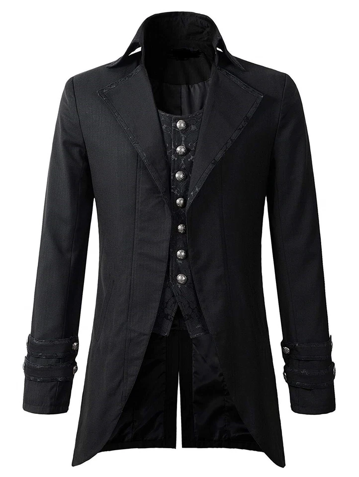 Chaqueta gótica matutina Darkrock para hombre abrigo negro brocado Steampunk victoriano Foto 1 de 4