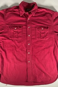 Eddie Bauer Chamois Flannel Shirt Mens XL Red Heavy Long Sleeve USA Made Vintage - Picture 1 of 14