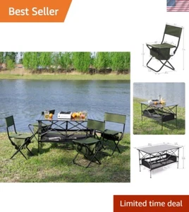 Lightweight 27.56” Folding Table & Chair Set - Perfect for Camping and Picnics - Picture 1 of 8