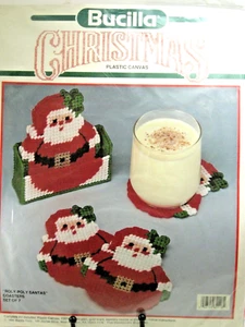 De colección Años 90 BUCILLA 61118 NUEVO Navidad Plástico Lona 7 Santa Roly Poly Posavasos - Imagen 1 de 2