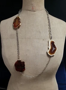 vintage gemstone jewel necklace *  RAW AGATE - Picture 1 of 2