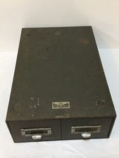 General de ignifugação Co. Vintage Metal duas Gaveta Armário Arquivo de catálogo do cartão