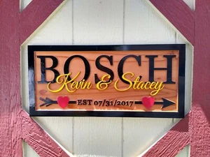 Personalized Family Last Name Sign Custom Carved Wood Plaque Wedding Gift SL109 - Picture 1 of 5