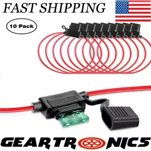 12 Gauge 10 Pack In-line ATC/ATO Fuse Holder 40 AMP Blade Fuse Holder Cover 12V- - Picture 1 of 8