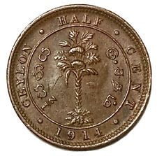 1914 Ceylon 1/2 Cent