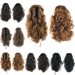 34cm Short Women Curly Claw Clip In Hair Ponytail With Drawstring - Picture 1 of 9