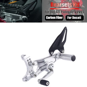 Carbon Fiber Rearsets Kit Heel Guard For DUCATI Panigale V4 V4S SP 2018 - 2024 - Picture 1 of 8