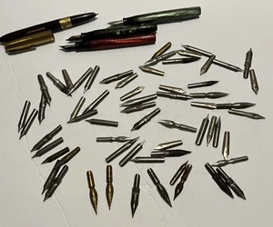 Lotto di pennini penna stilografica vintage oltre 50 pezzi lettura Phila Co Hunt Silverine USA - Foto 1 di 8