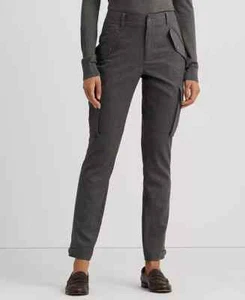 Lauren Ralph Lauren Wool Twill Cargo Pants Women's 4 Gray Button Zip Closure - Picture 1 of 15