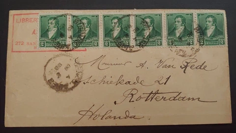 1896 COMPLETE REGISTERED LETTER FROM BUENOS AIRES TO ROTTERDAM ARGENTINA Cover
