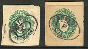 2 BOSTON MASS Oval Town Fancy Cancel 2 Cent Washington Postal Corner US 13F13 - Picture 1 of 3