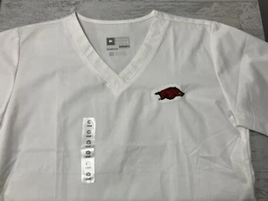 Wonderwink Women's Small V-Neck Work Scrub Top Arkansas Razorbacks NEW W/ TAG - Picture 1 of 8