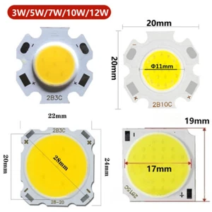 LED COB Chip 3W 5W 7W 10W 12W White Lamp Bulb Round  Spot/Floodlight 9V 12V 36V - Picture 1 of 31