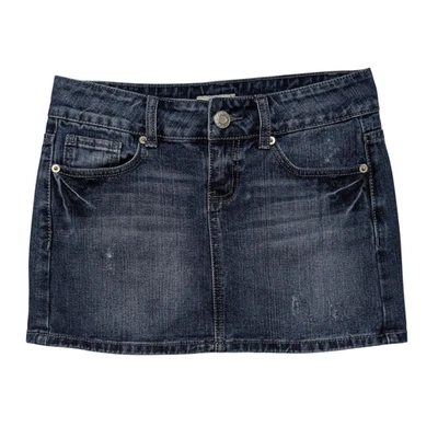 Minifalda So Low Rise Denim Micro Junior 3 Distressed 2000s Indie Grunge Hottie Foto 1 de 4