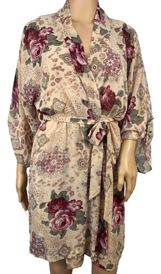 Винтажный California династии халат цветочный леопард чистый размер M женщин США кокетка - Изображение 1 из 4