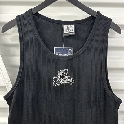 复古 Southpole 背心上衣 T Shir 黑色 XL DEADSTOCK Y2K Baggy B-Boy 嘻哈 Og — 第 1/4 张图片