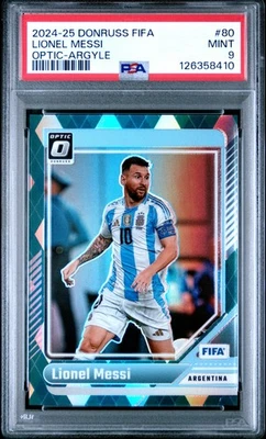 2024-25 PANINI DONRUSS FIFA OPTIC-ARGYLE #80 LIONEL MESSI PSA 9 - Image 1 of 2