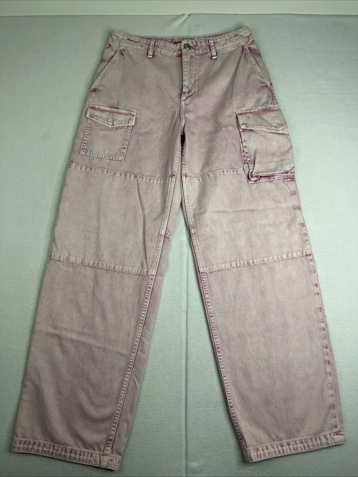$325 rag & bone Nora Cargo Jeans in Pink Acid 27 Baggy Wide Leg Streetwear - Image 1 of 4