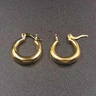 bathed in gold  Italy 18K YELLOW GOLD  * AR 2.5"HOOP EARRINGS 7.16g  - Image 1 of 4